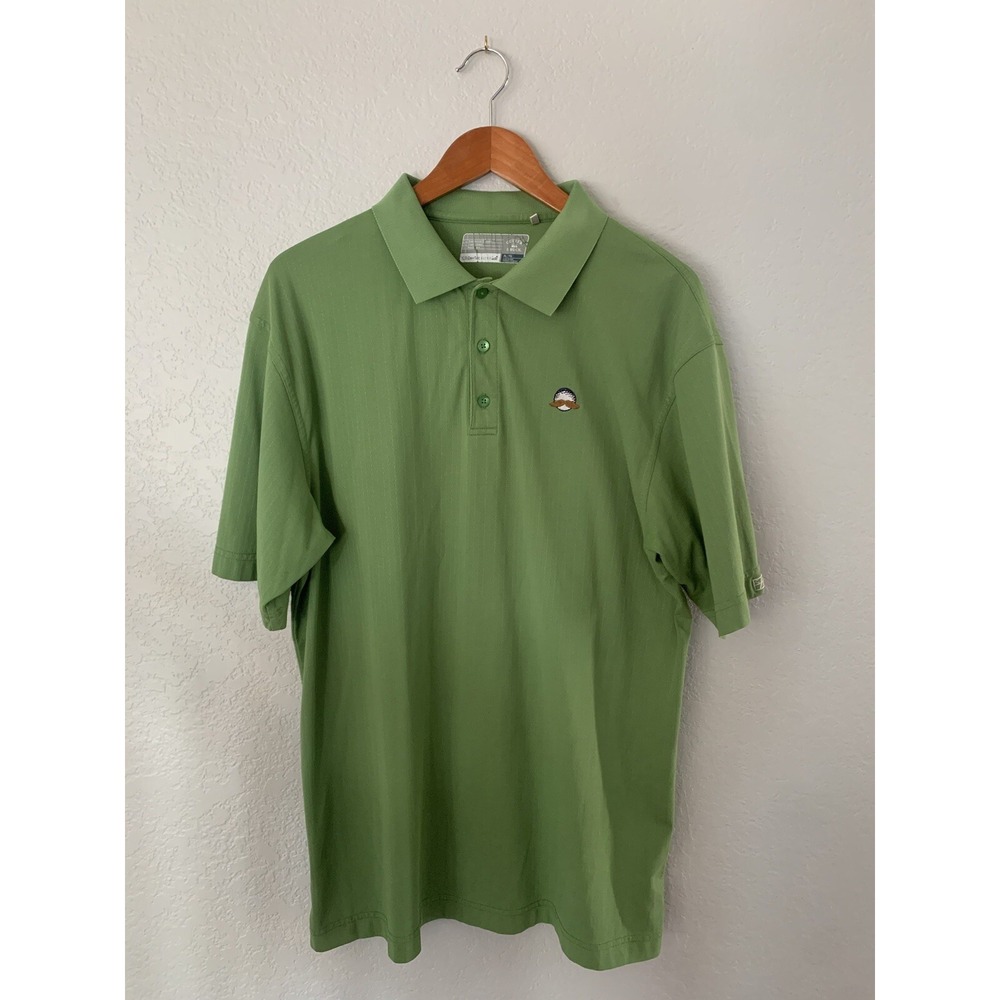 Performance Golf Polo Shirt Mens XL Green Moustache Logo Pima Cutter & Buck